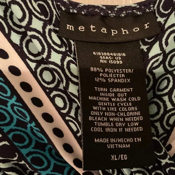 Metaphor Navy and Colorful Print Maxi Dress Size XL - Picture 4 of 4